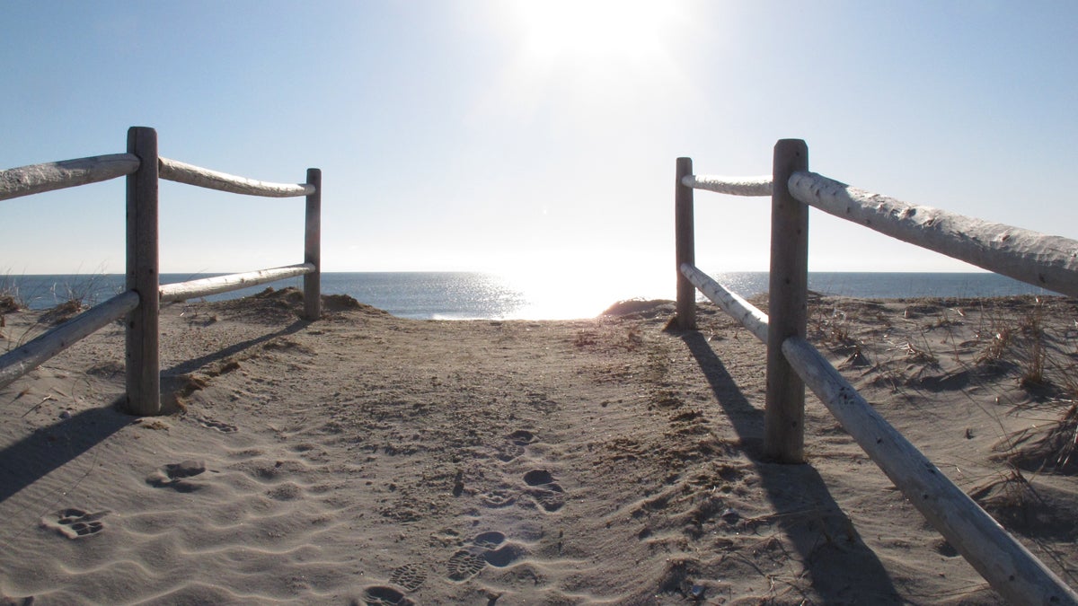  Railings lead the way to the ocean over a newly rebuilt sand dune in Harvey Cedars. A New Jersey jury has awarded a Harvey Cedars couple $300 as compensation for losing their ocean view due to construction of the protective dunes. They were seeking $600,000.(AP file photo/Wayne Parry) 