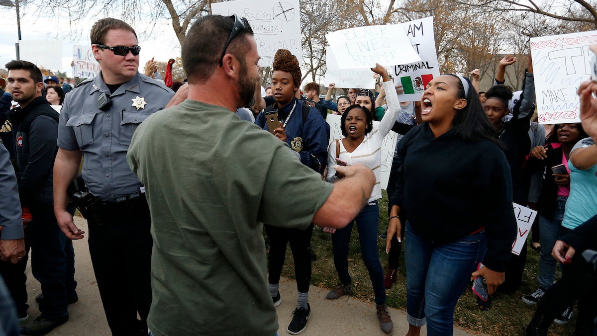 An anti-Trump protester