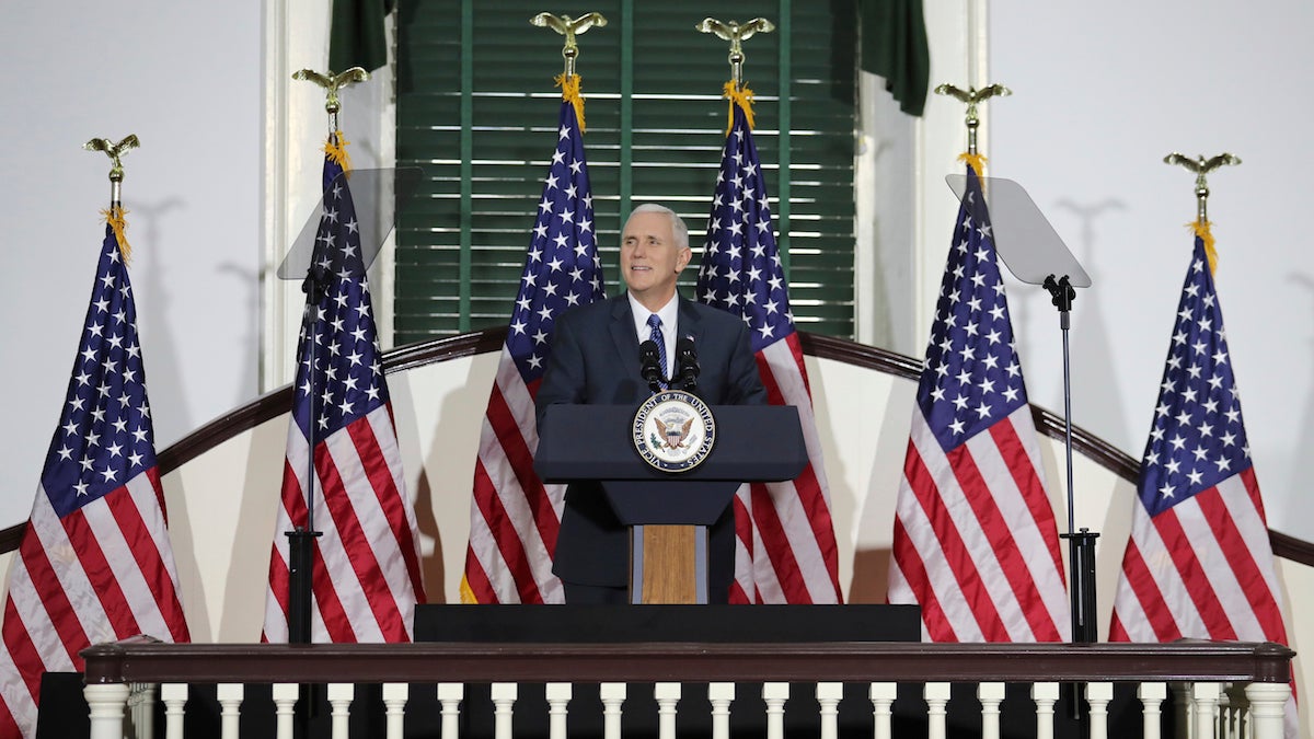 Vice President Mike Pence speaks at Congress Hall in Philadelphia on Saturday Feb. 4