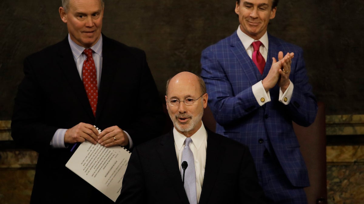 Gov. Tom Wolf delivers his budget address for the 2017-18 fiscal year to a joint session of the Pennsylvania House and Senate in Harrisburg