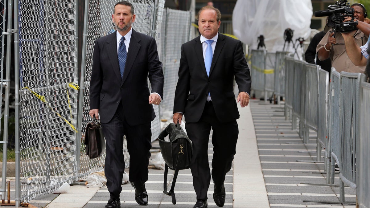 David Wildstein (left) and his attorney Alan Zegas leave Martin Luther King Jr. Federal Courthouse after a hearing