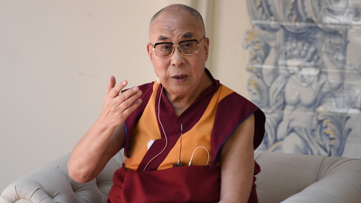  His Holiness the 14th Dalai Lama speaks on stage during the Peak Mind Foundation celebration at Rancho Las Lomas in July at Silverado, California. The Dalai Lama will visit Philadelphia in October. (Photo by Richard Shotwell/Invision/AP) 