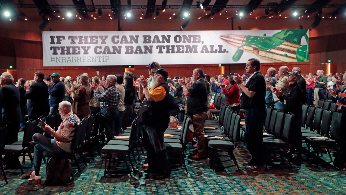  National Rifle Association members applaud a speech during the annual meeting of members at the NRA convention in April in Nashville, Tennessee. (AP file photo) 