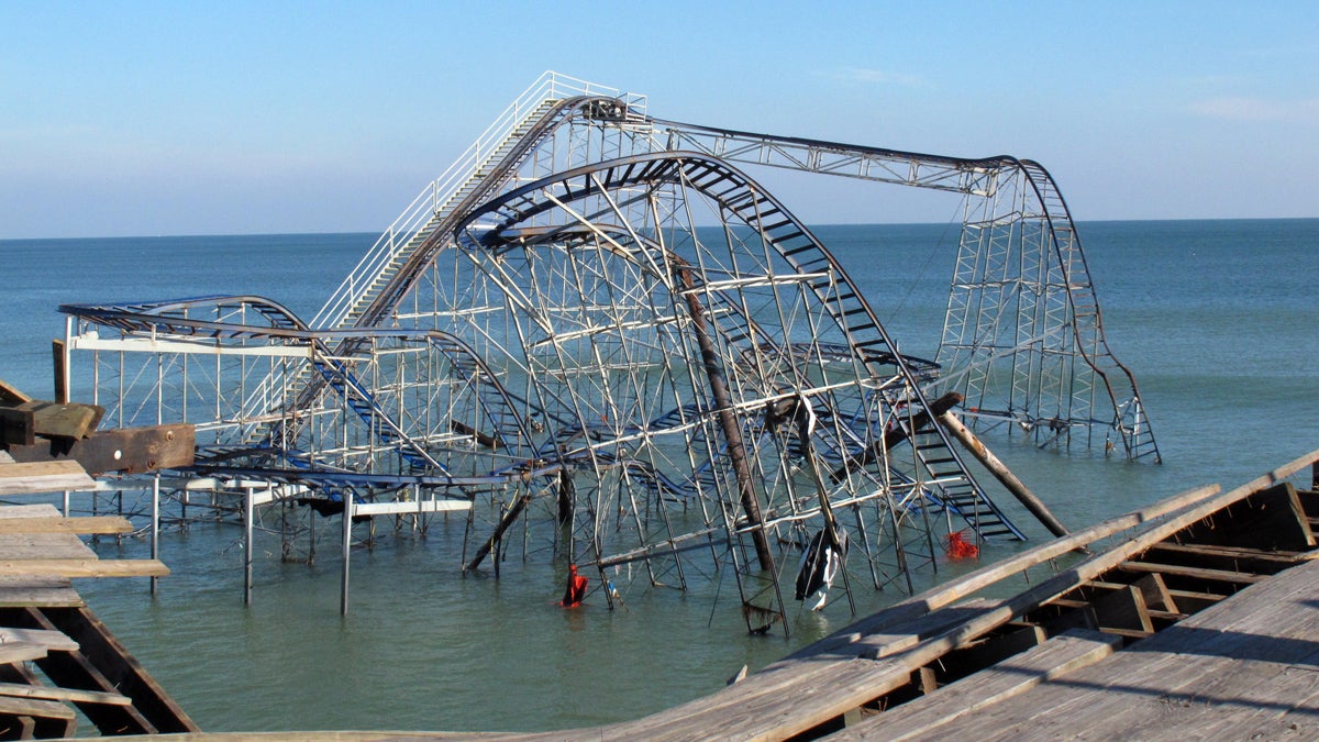 The Jet Star roller coaster was thrown into the ocean in Seaside Heights