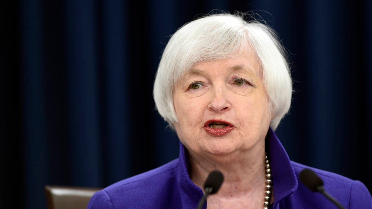 Federal Reserve Chair Janet Yellen speaks during a news conference in Washington