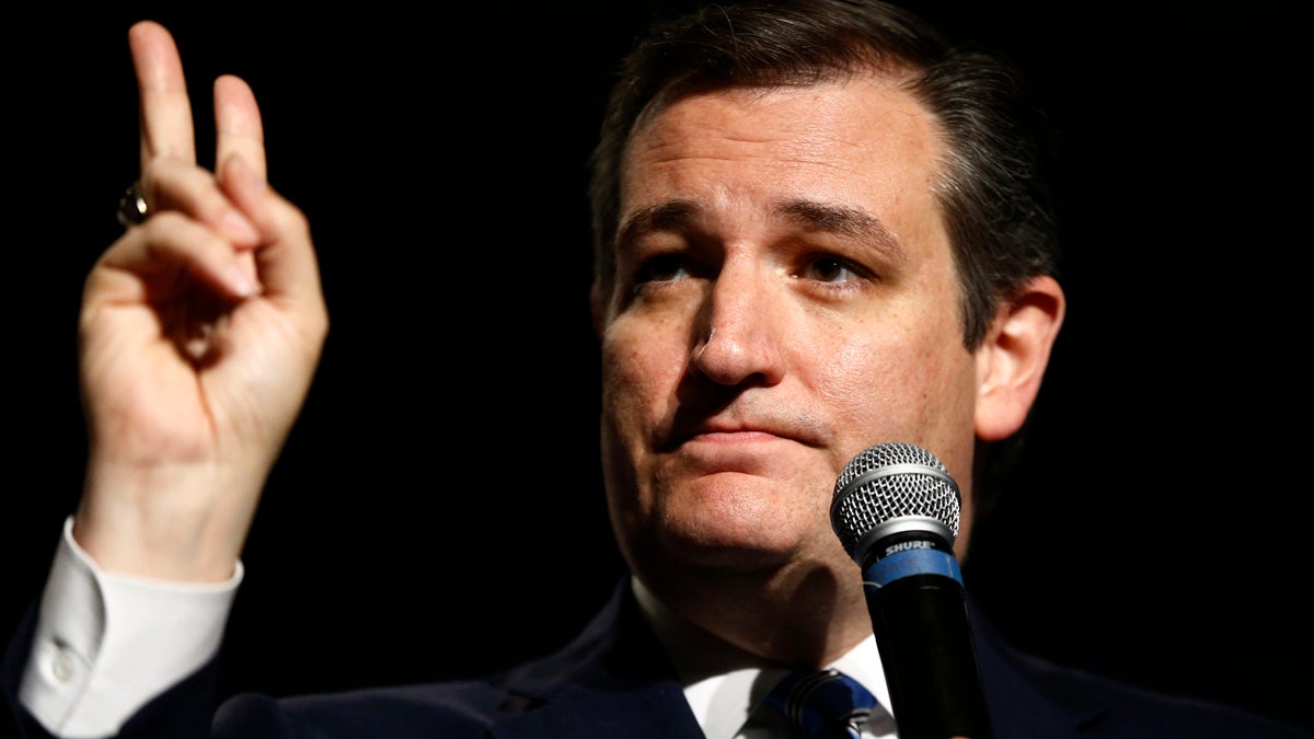  Sen. Ted Cruz, R-Texas, is shown talking to reporters in September after a 21-hour, 19-minute overnight speech against the Affordable Care Act. (AP Photo/J. Scott Applewhite, file) 