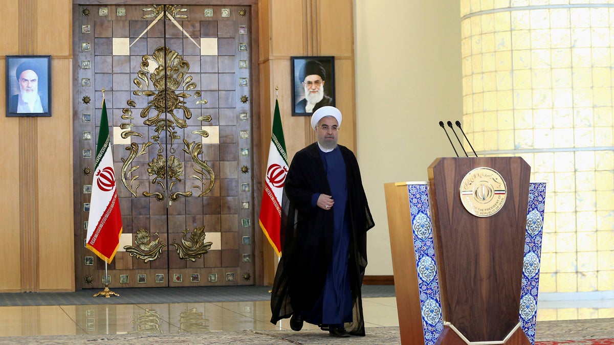  Iran's president Hassan Rouhani arrives for an address to the nation after a nuclear agreement was announced in Vienna, in Tehran, Iran, Tuesday. A Monmouth University poll finds a majority of Americans surveyed are skeptical of the deal. (AP Photo/Ebrahim Noroozi) 