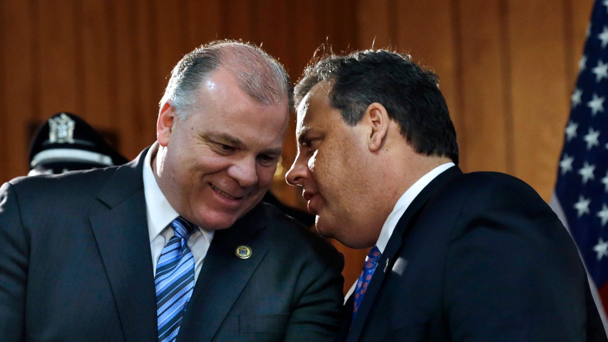  New Jersey Gov. Chris Christie, right, and New Jersey Senate President Stephen M. Sweeney, D-Thorofeare, N.J. (Mel Evans/AP Photo, file) 