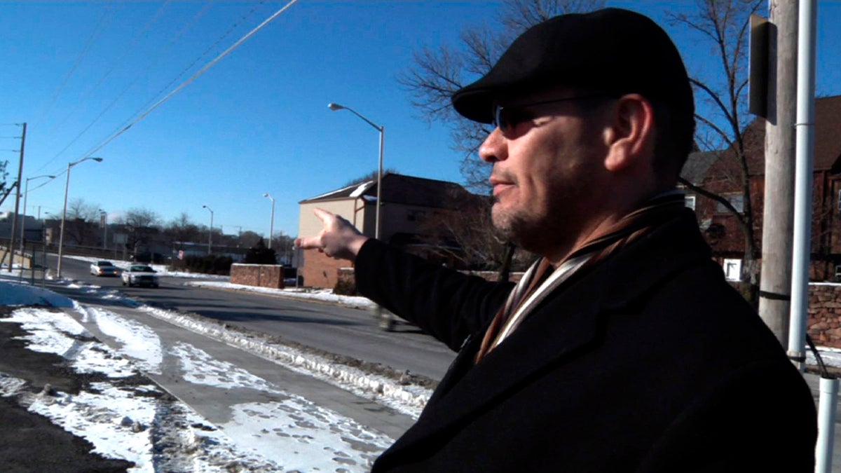  In this image from a Jan. 29, 2014 video, Ricardo Nieves stands in a parking lot where he says he was stopped and motions in the direction he says he'd been driving from during the National Roadside Survey of Alcohol and Drugged Driving on Dec. 13, 2013 in Reading, Pa. Nieves filed a federal lawsuit over the survey, saying his rights were violated when a government contractor forced him into the parking lot, where he was questioned about his driving habits and asked to provide a saliva sample. (Michael Rubinkam/AP Photo) 