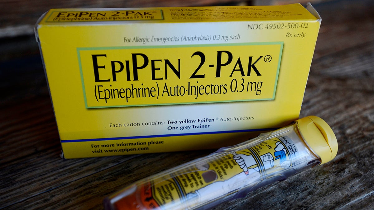  This Oct. 10, 2013, file photo, shows an EpiPen epinephrine auto-injector, a Mylan product, in Hendersonville, Texas. (Mark Zaleski/AP Photo, File) 
