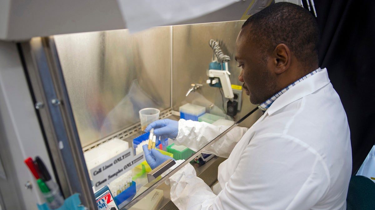  Biologist Olivier Mbaya works with serum samples from healthy volunteer participants in a European study of an experimental Ebola vaccine, at the Vaccine Research Center at the National Institutes of Health in Bethesda, Md. It took 16 years of twists and turns. Over and over, Dr. Nancy Sullivan thought she'd finally gotten her Ebola vaccine right, only to see the next experiment fail. But it was those failures that Sullivan credits for helping her unravel enough mysteries of the immune system. (Cliff Owen/AP Photo) 