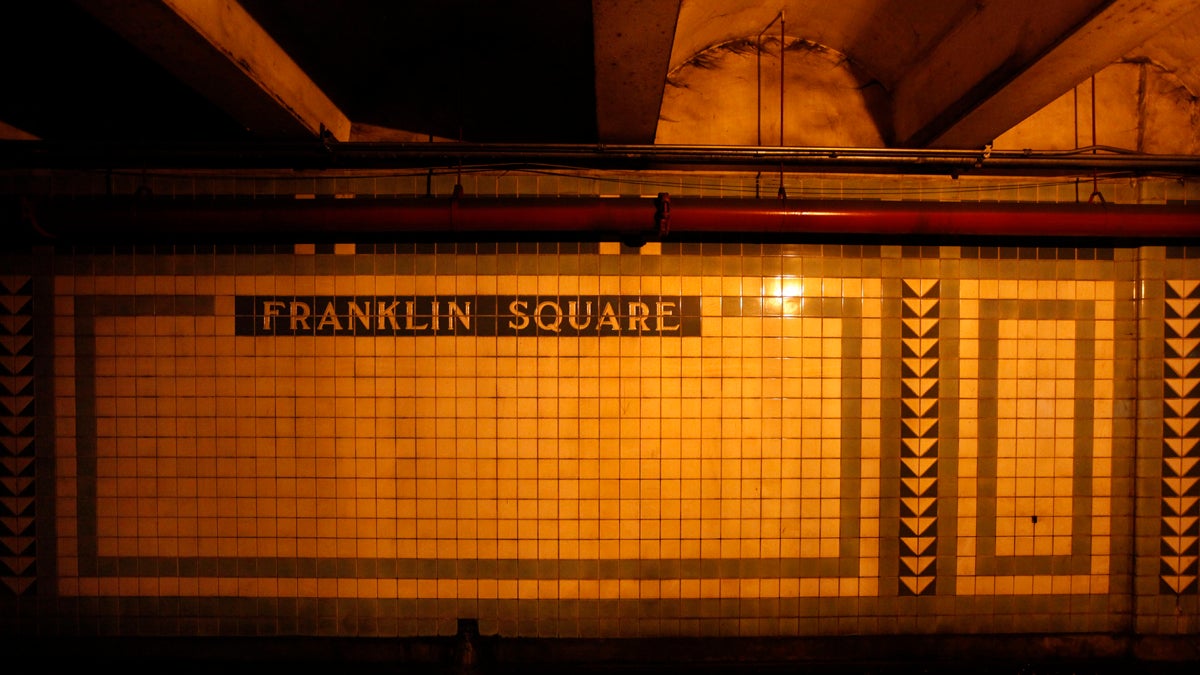  Shown is a wall in the Franklin Square statin which has been closed for decades, in Philadelphia, Monday, Aug. 3, 2009. (Matt Rourke/AP Photo)  