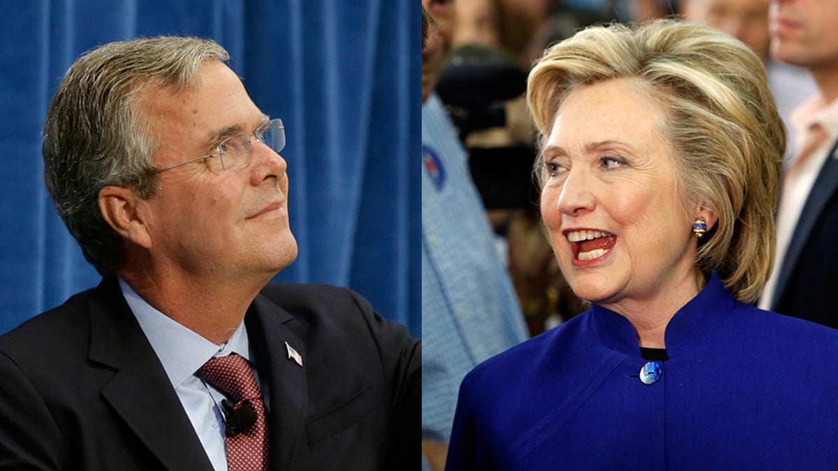  Republican presidential candidate, former Florida Gov. Jeb Bush; and Democratic presidential candidate Hillary Rodham Clinton  (Charlie Neibergall and Jim Cole/AP Photos) 