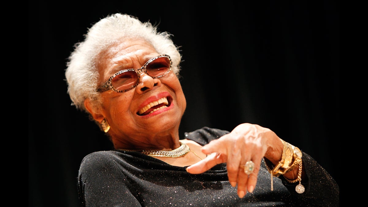  In this April 5, 2014 photo, Maya Angelou answers questions at her portrait unveiling at the Smithsonian's National Portrait Gallery in Washington, DC. (AP Images for National Portrait Gallery/Paul Morigi) 