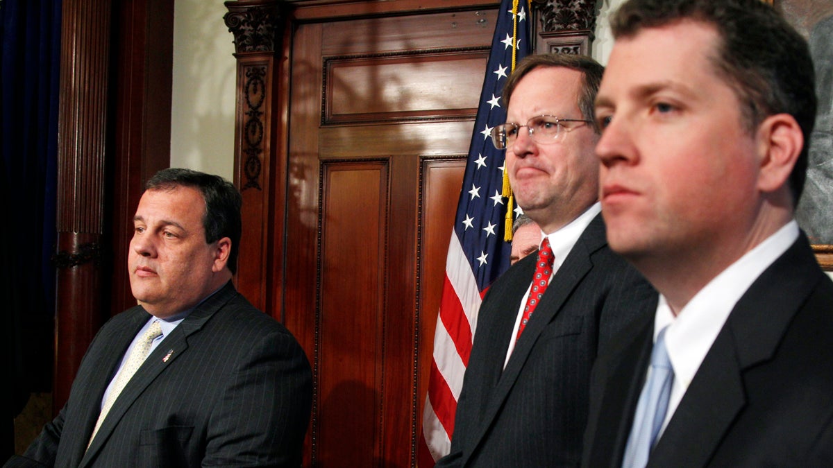  Kevin O'Dowd (far right) pictured in a 2011 file photo with New Jersey Gov. Chris Christie. Also pictured, Richard Bagger (Mel Evans/AP Photo, file) 