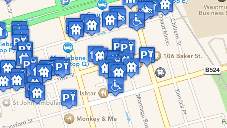  The ParkRight app shows the availability of street and garage parking and can direct the driver to a nearby open spot using their phone's GPS.  