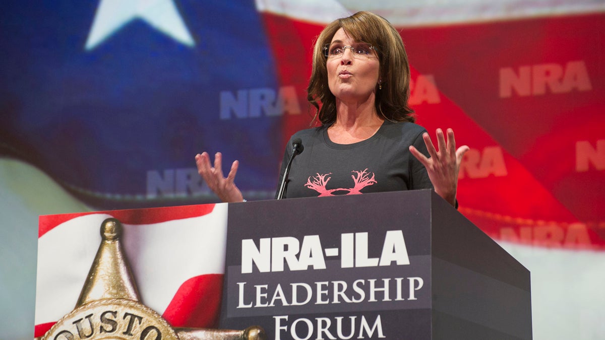  Former Alaska Gov. Sarah Palin speaks during the leadership forum at the National Rifle Association's annual meeting Friday, May 3, 2013 in Houston. (Steve Ueckert/AP Photo) 