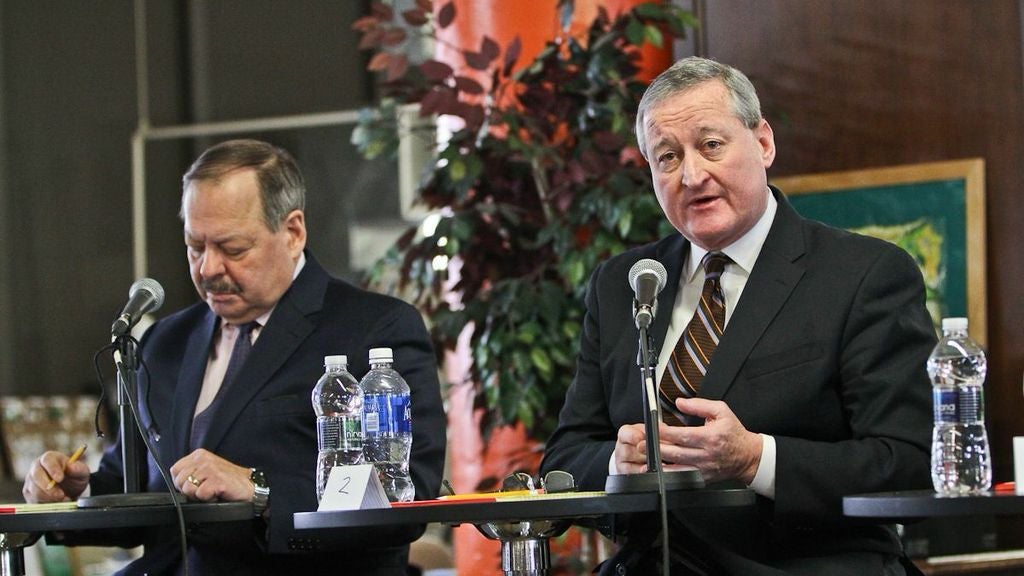  Jim Kenney fields a question at a recent mayoral forum in Parkside. (Kimberly Paynter/WHYY) 