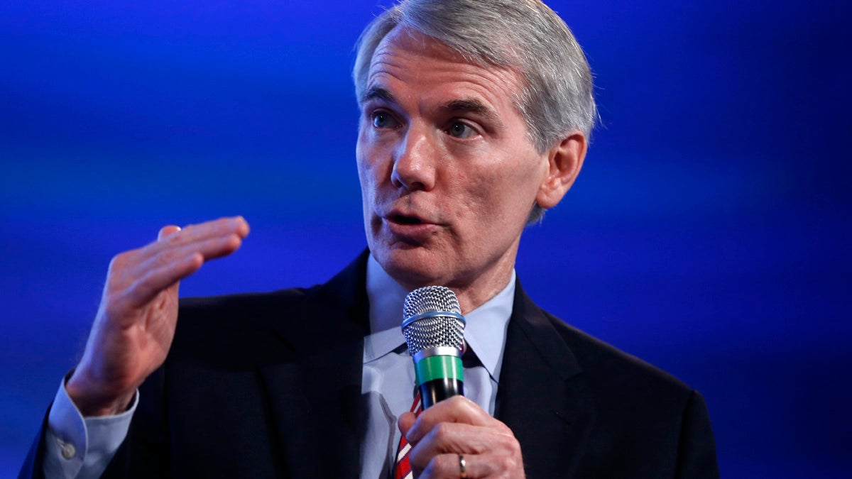 Senate Budget Committee member Sen. Rob Portman, R-Ohio, speaks at the 2014 Fiscal Summit organized by the Peter G. Peterson Foundation in Washington, Wednesday, May 14, 2014. Lawmakers and policy experts discussed America's long term debt and economic future. (AP Photo) 