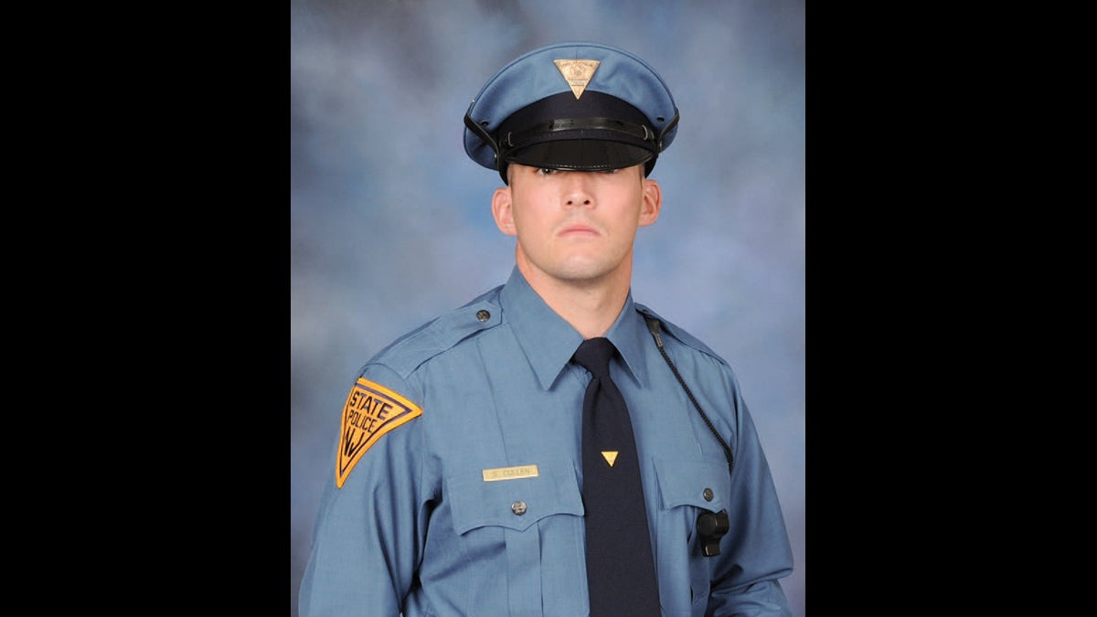 New Jersey State Police Trooper Sean Cullen is shown died early Tuesday after being struck by a passing car while responding to an automobile accident on a New Jersey highway.  (New Jersey State Police via AP)