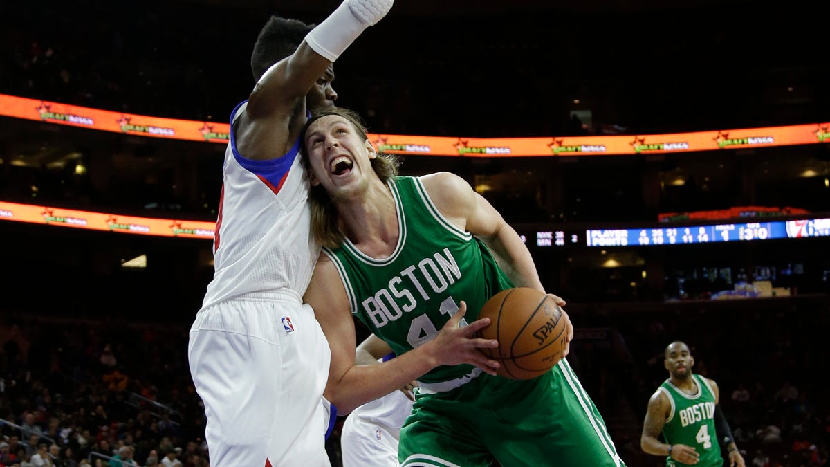 Boston Celtics' Kelly Olynyk in action during an NBA basketball game against the Philadelphia 76ers