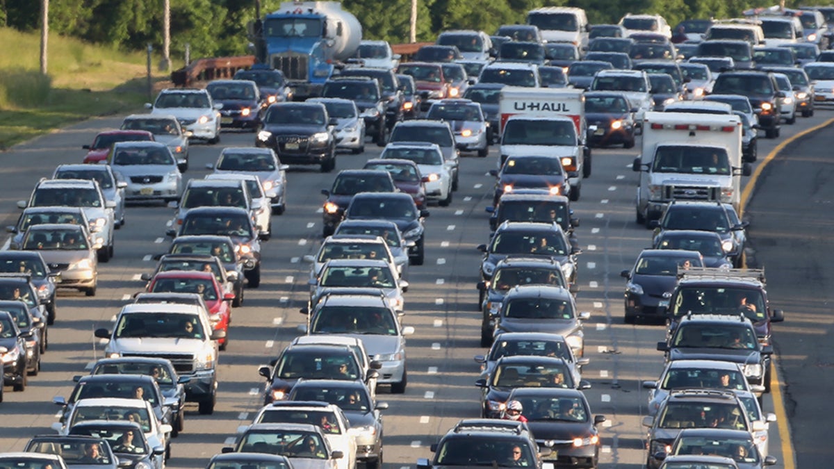 Drivers sit in stand-still traffic in New Jersey.