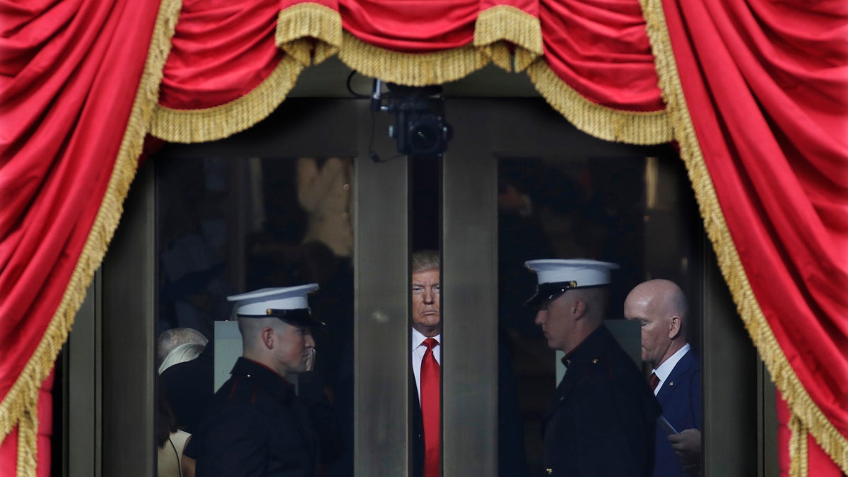 President-elect Donald Trump waits to step out onto the portico for his Presidential Inauguration at the U.S. Capitol in Washington