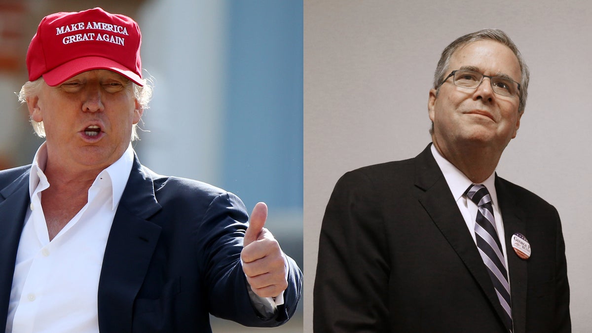 Presidential contenders Donald Trump (left) and former Florida Gov. Jeb Bush (Scott Heppell and LM Otero/AP Photos) 