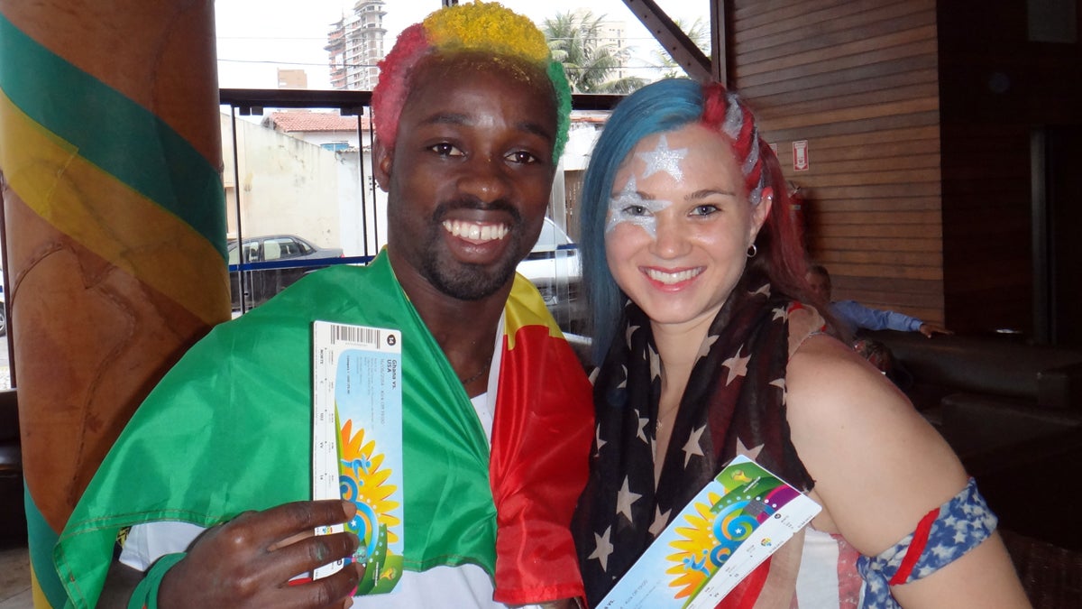  Friends of the author, Archibald and Nicole Ollennu, from Ghana and Michigan, respectively, are shown at the Natal Praia Hotel in Natal, Brazil, on June 16, on their way to the U.S.-Ghana game. (Image courtesy of Archibald and Nicole Ollennu) 