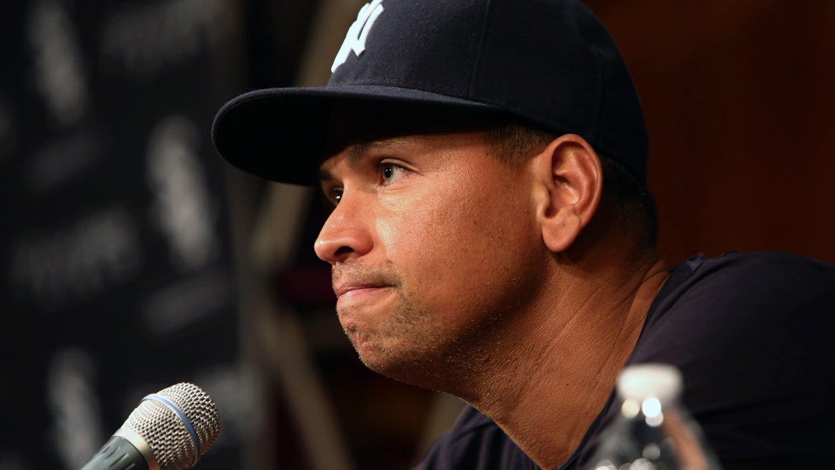  New York Yankees' Alex Rodriguez responds to accusations that he used performance enhancing drugs. (AP Photo/Charles Cherney) 
