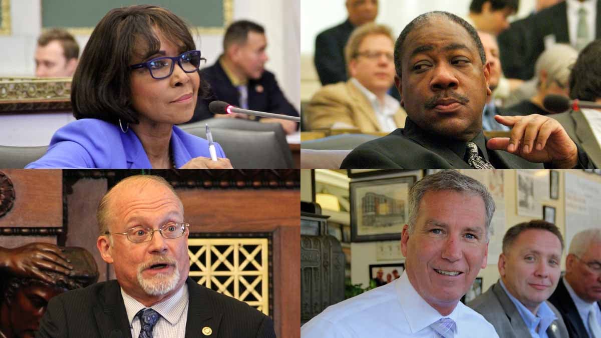 at large incumbents Four Democratic incumbent at-large Council candidates face a lot of competition in the primary election. They are (clockwise from top left) Blondell Reynolds Brown, Wilson Goode Jr., Ed Neilson and Bill Greenlee. (NewsWorks file photos)