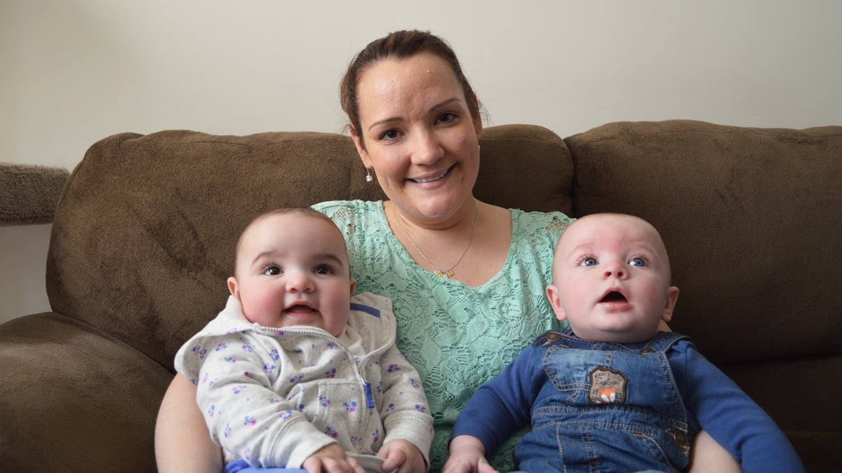 Kelly Collevechio with her twins