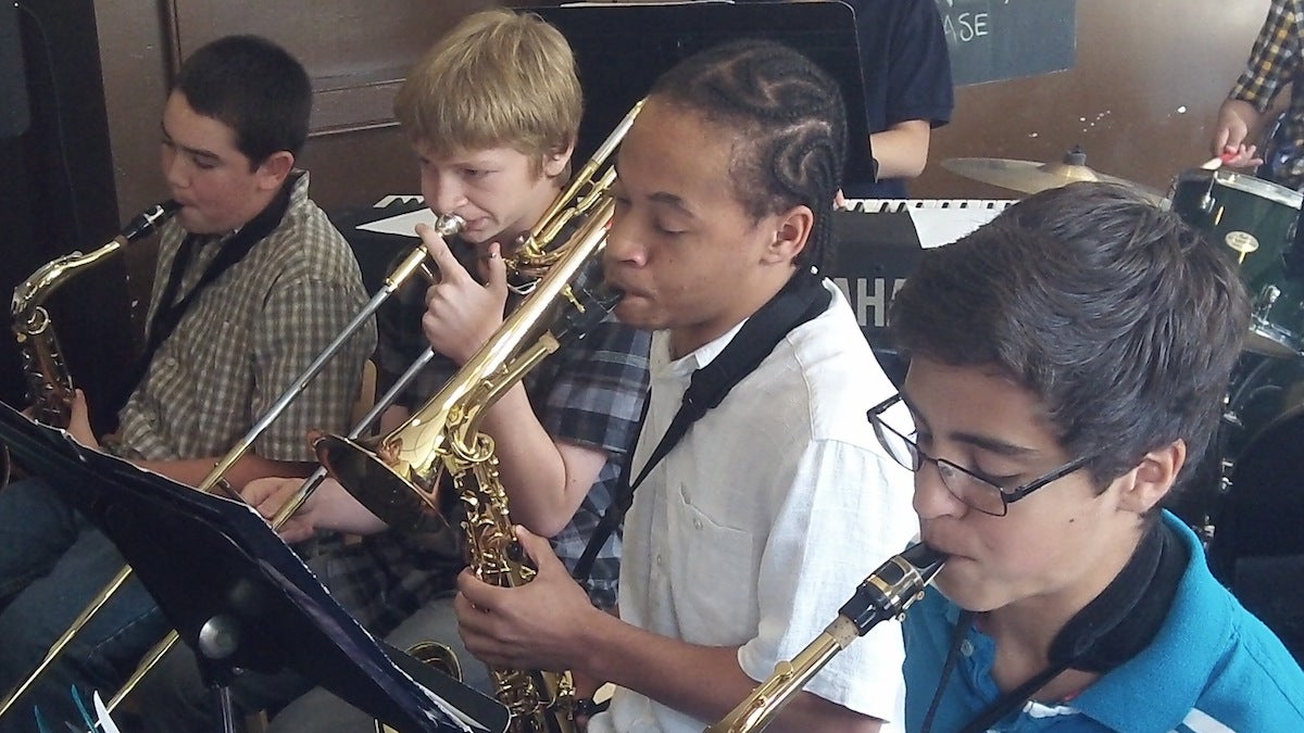  Band students jam at Settlement Music School's Germantown branch. (Photo courtesy of Settlement Music School) 