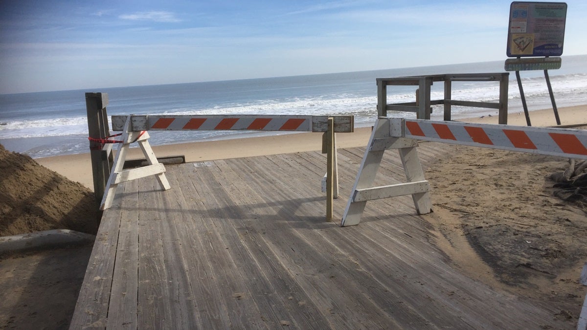  About a block of boardwalk was damaged after the weekend storm.(Zoe Read/WHYY) 