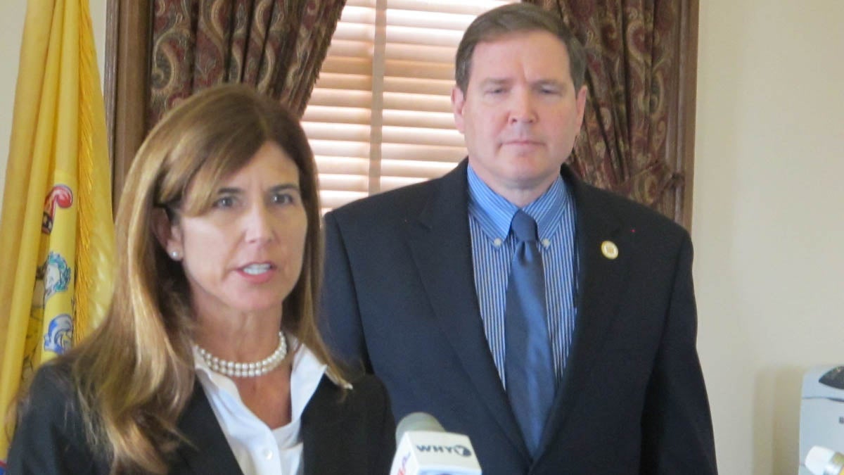  New Jersey Sens. Jennifer Beck and Mike Doherty, both Republicans, have offered an alternative to the Democrat's push for increasing the state gas tax. Beck says her  plan would generate $1.6 billion to fund road and mass transit improvements. (Phil Gregory/WHYY) 