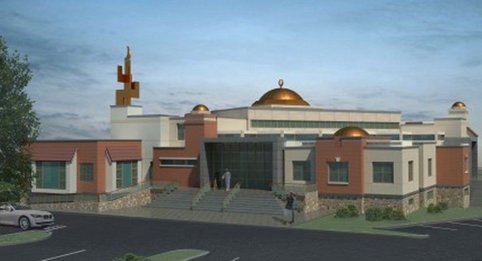 An architectural rendering of a mosque proposed for construction in Bensalem