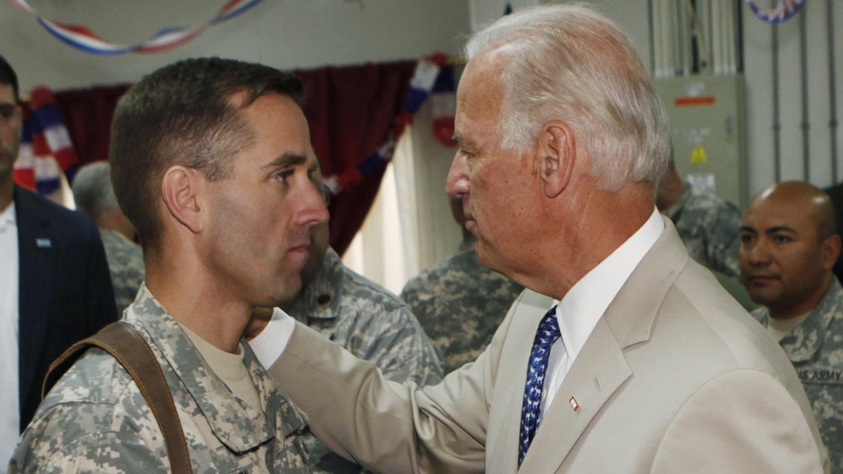  VP Joe Biden meets with AG Beau Biden in Iraq in 2009. (AP Photo/ Khalid Mohammed, Pool) 