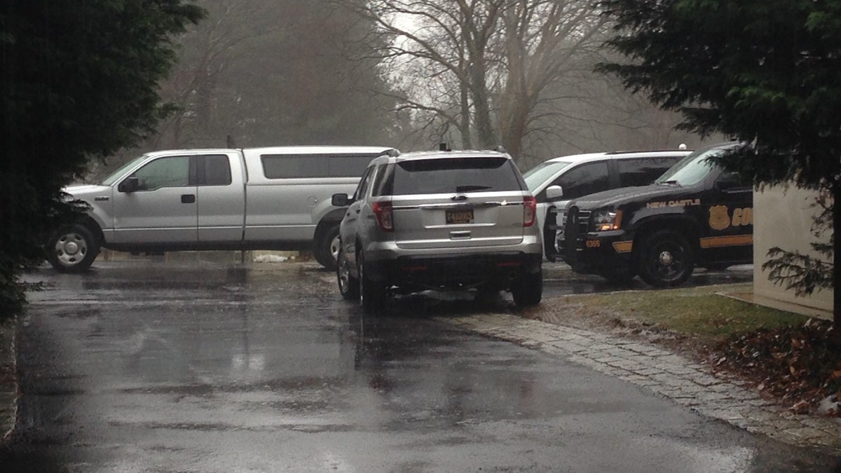  Police vehicles outside Vice President Joe Biden's Wilmington home. (John Jankowski/for NewsWorks) 