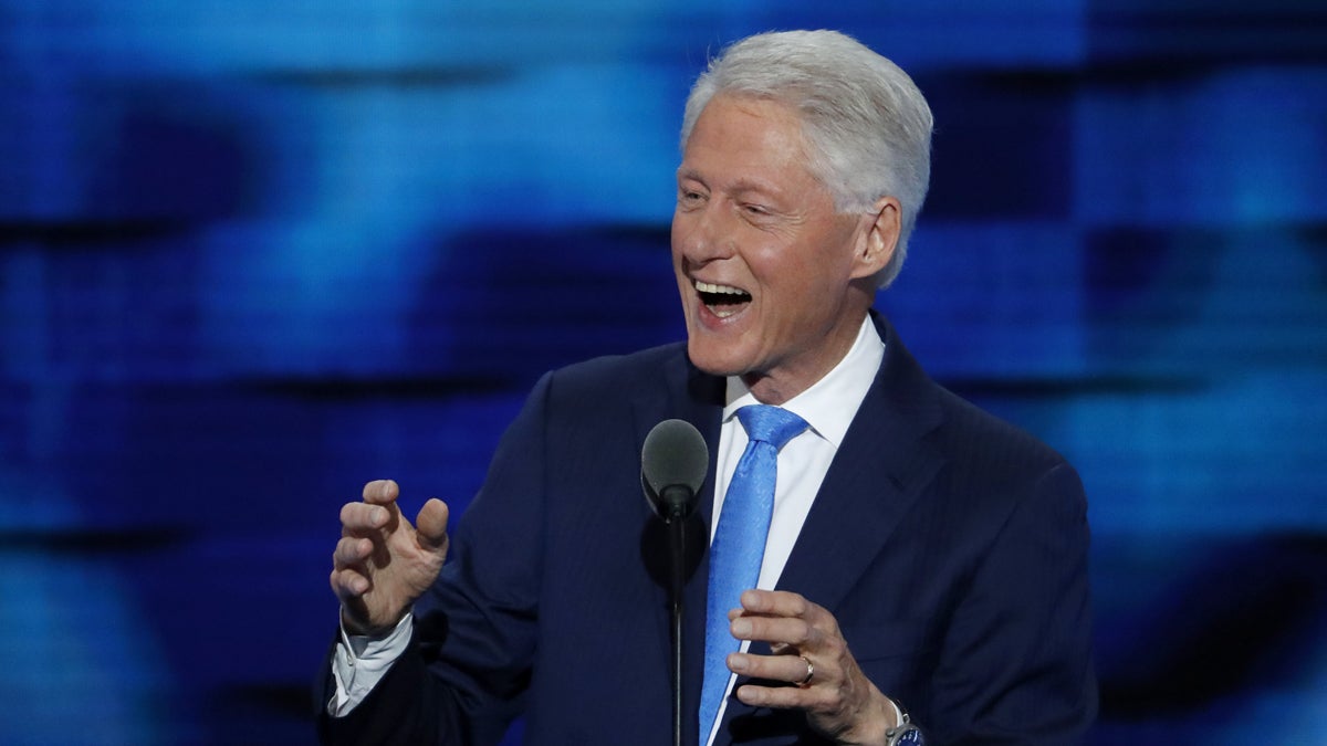 Former President Bill Clinton speaks during the second day of the Democratic National Convention in Philadelphia on Tuesday