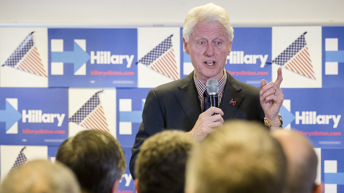 Former President Bill Clinton is shown campaigning for Democratic presidential candidate Hillary Clinton at the Ohio Education Association on Wednesday