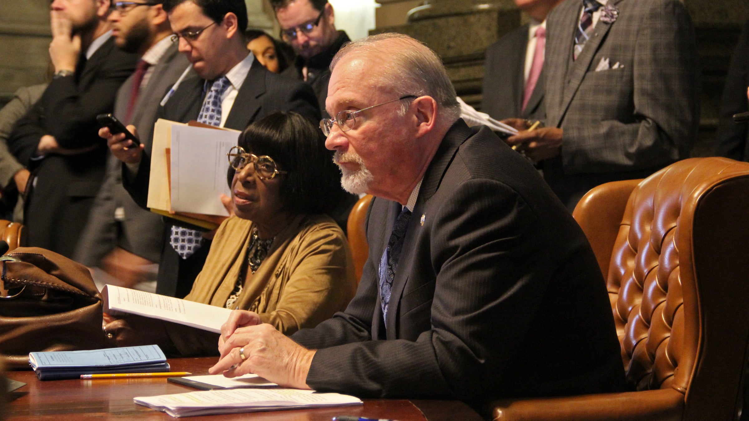  Councilman Bill Greenlee says his bill allows for revoking the business licenses of those who don't pay their workers all they are owed. (Emma Lee/WHYY) 