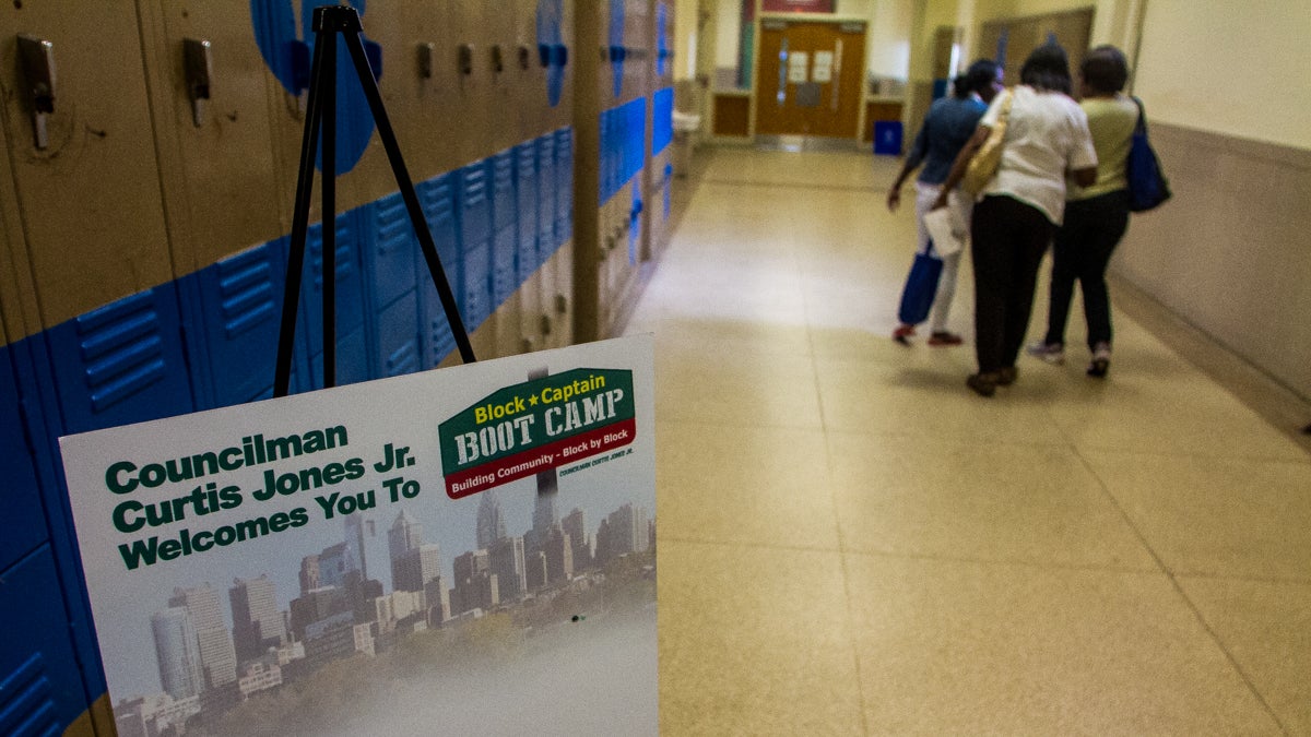 Beeber Middle School in Overbrook was opened up for Block Captain Bootcamp Saturday. (Brad Larrison/for NewsWorks)