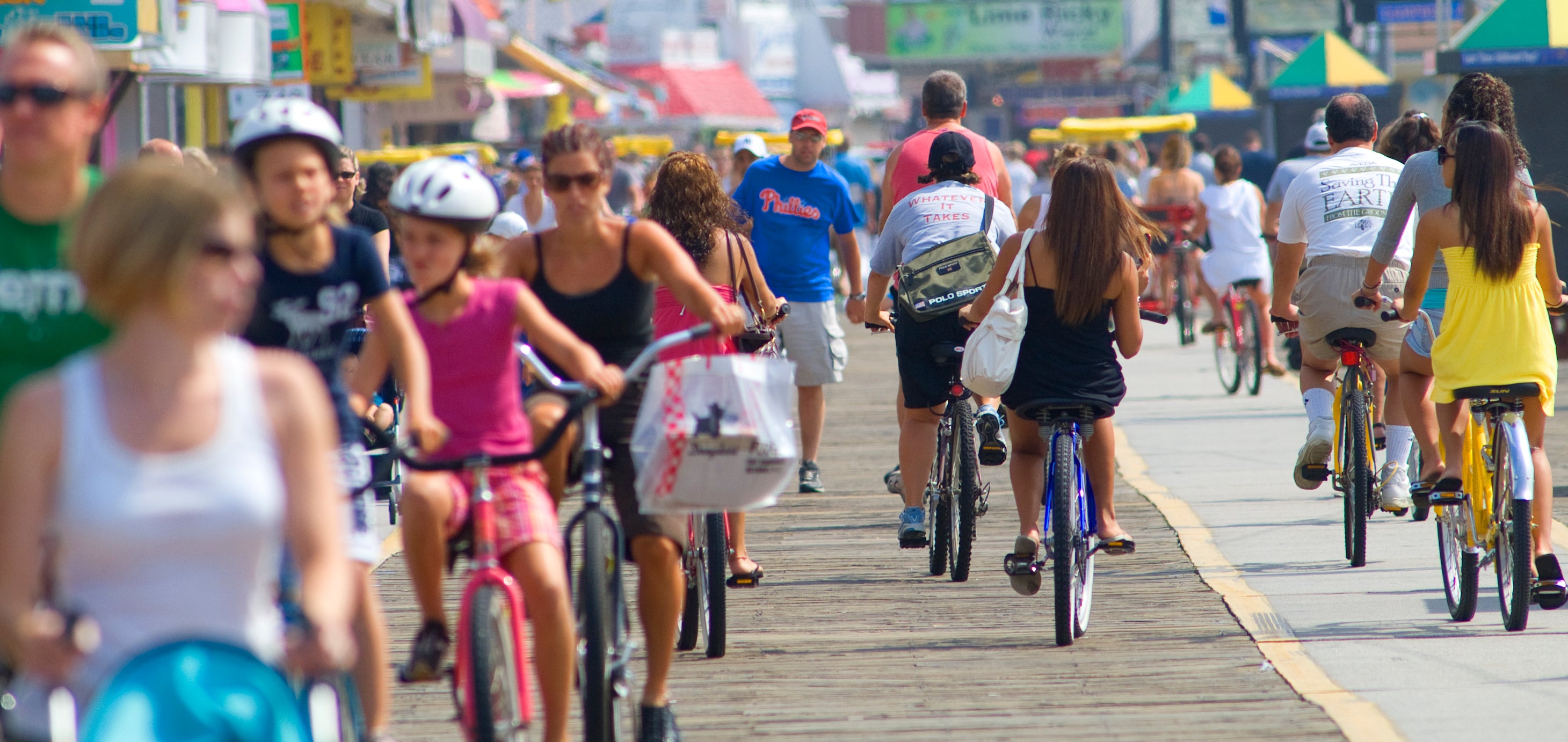 Visitors get out and about on the  boardwalk in Wildwood
