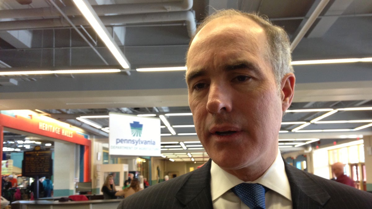  U.S. Sen. Bob Casey used his visit to the Pennsylvania Farm Show to rustle up interest in farm bill negotiations in Congress. (Mary Wilson/for NewsWorks) 