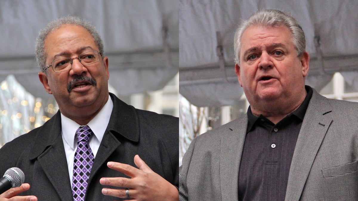  Democratic Party chair and U.S. Rep. Bob Brady (right) says he continues to support U.S. Rep. Chaka Fattah (D-Philadelphia). (NewsWorks file photos) 