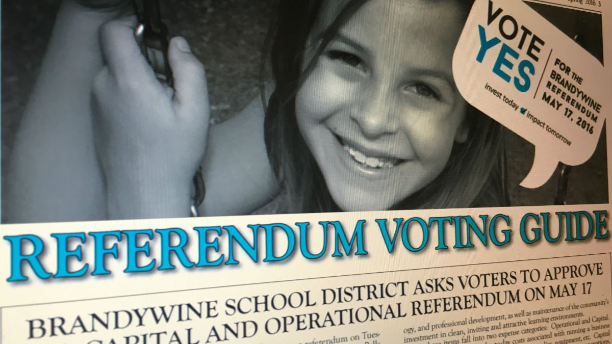 Brandywine School District leaders encouraged residents to support the referendum through hand outs like this one featured on the district website. (photo via BrandywineSchools.org)
