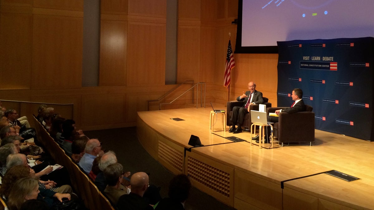 Supreme Court Justice Stephen Breyer speaks Thursday at the National Constitution Center.