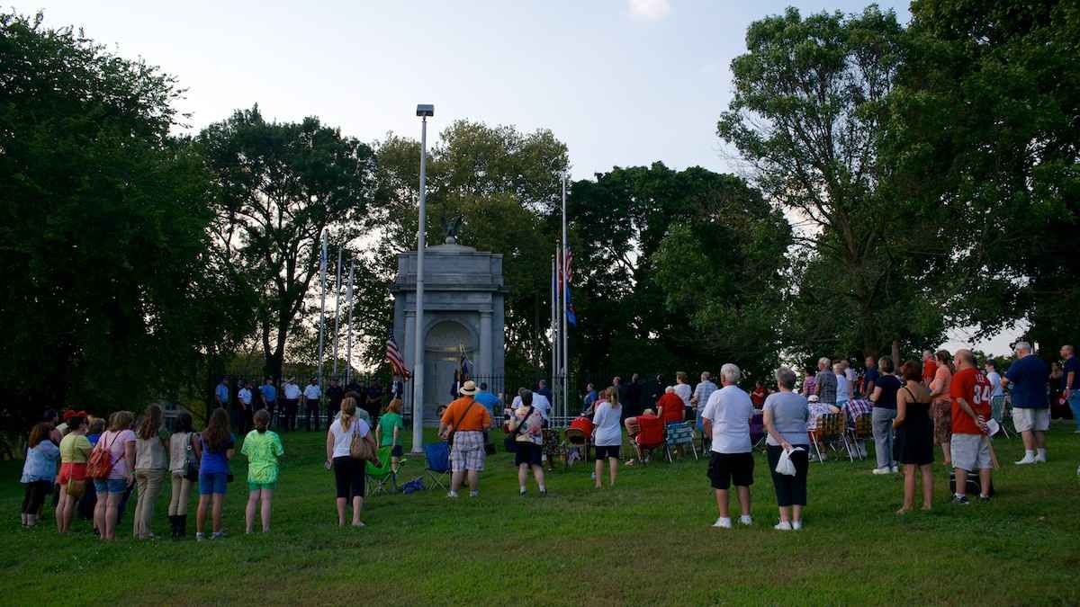  Residents gather at the monument in Sept. 2013 for a 9/11 memorial service. (Bas Slabbers/for NewsWorks, file) 