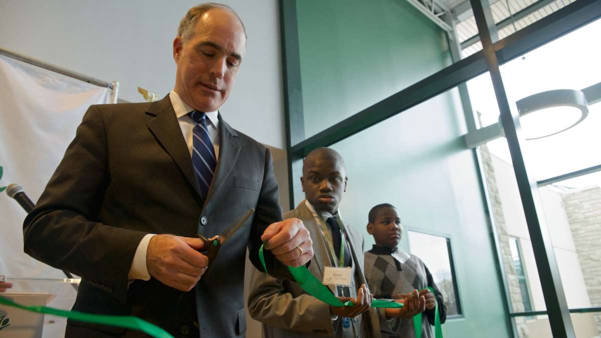  U.S. Sen. Bob Casey was on hand for Friday's ribbon-cutting ceremony at Green Tree School & Services on Washington Lane. (Bas Slabbers/for NewsWorks) 