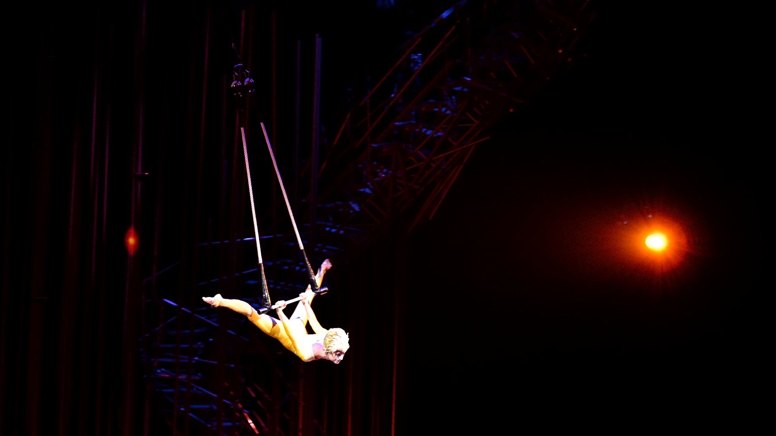 An aerialist seen in action during the live performance of CirqueÕs Varekai at the Wells Fargo Center. (Bas Slabbers/for NewsWorks)